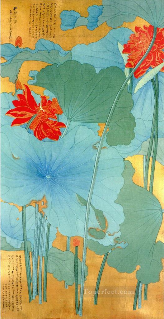 Chang dai chien lotus 1948 old China ink Oil Paintings